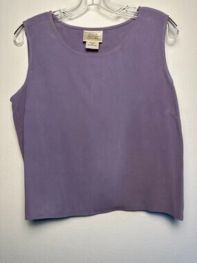 NWT Vintage Field Manor 100% Silk Scoop Neck Tank Top Lavendar | Lagenlook